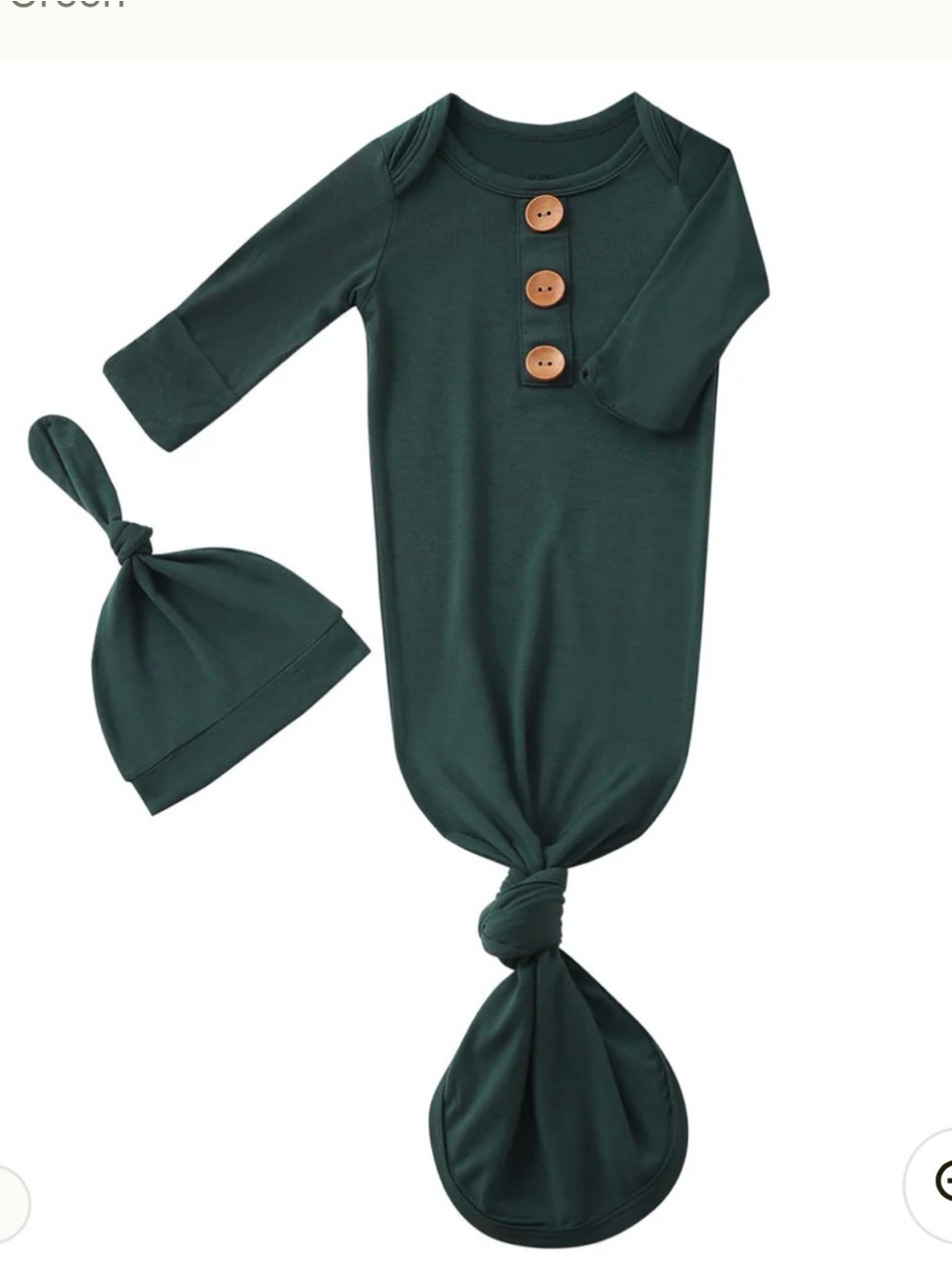 Suzel Bamboo Navy Knotted Gown with Knot Hat and Wood Buttons size Newborn